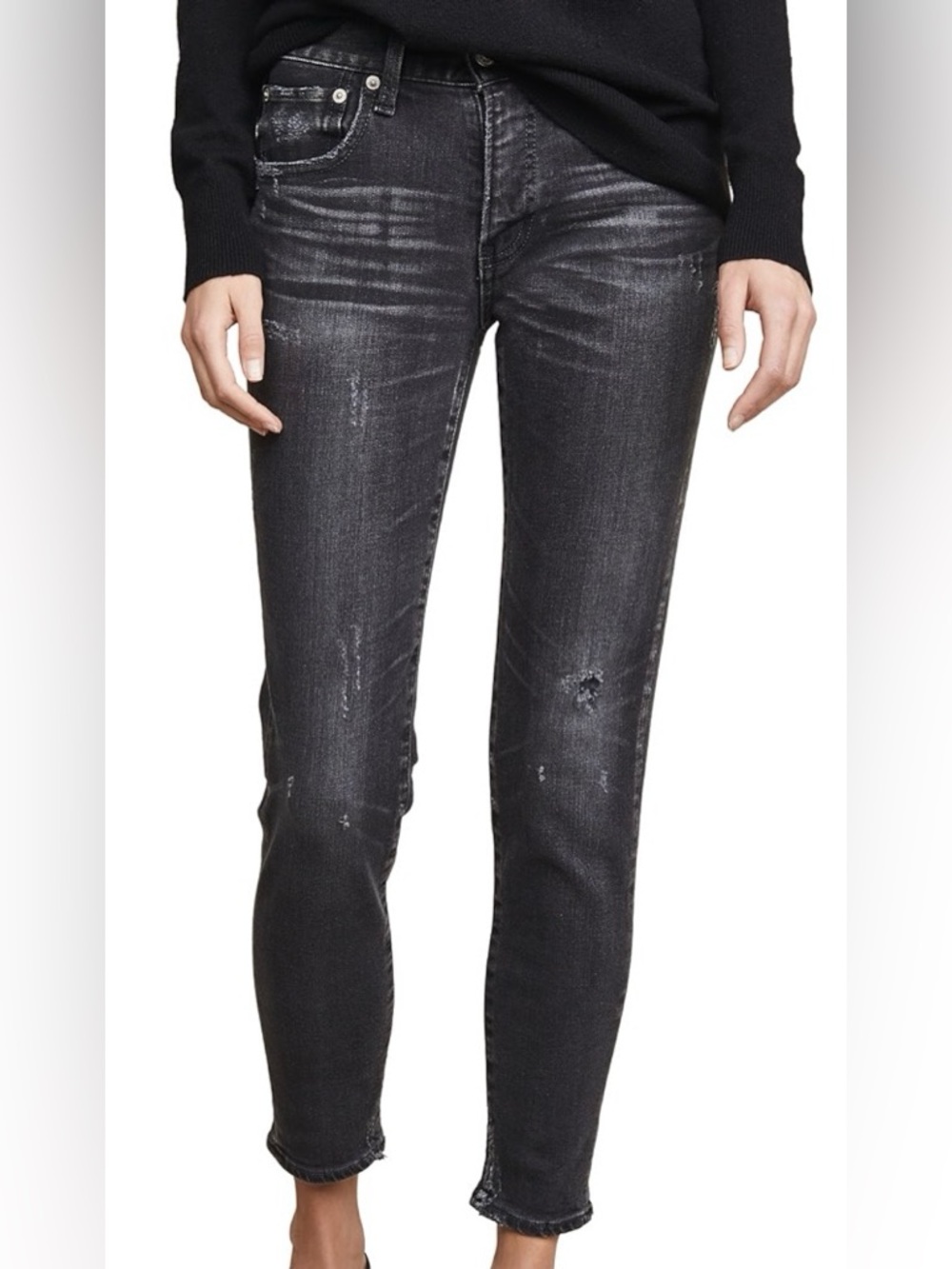 Moussy Vintage Velma Skinny Jeans in Black Wash with Subtle Distressing